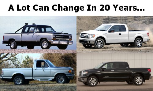 1990 trucks versus 2010 trucks Trucks have changed a lot in the last 20 years