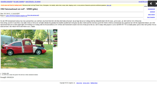 Craigslist Ad for the International Grand Am Truckcar Craigslist Ad for the International Grand Am Truckcar